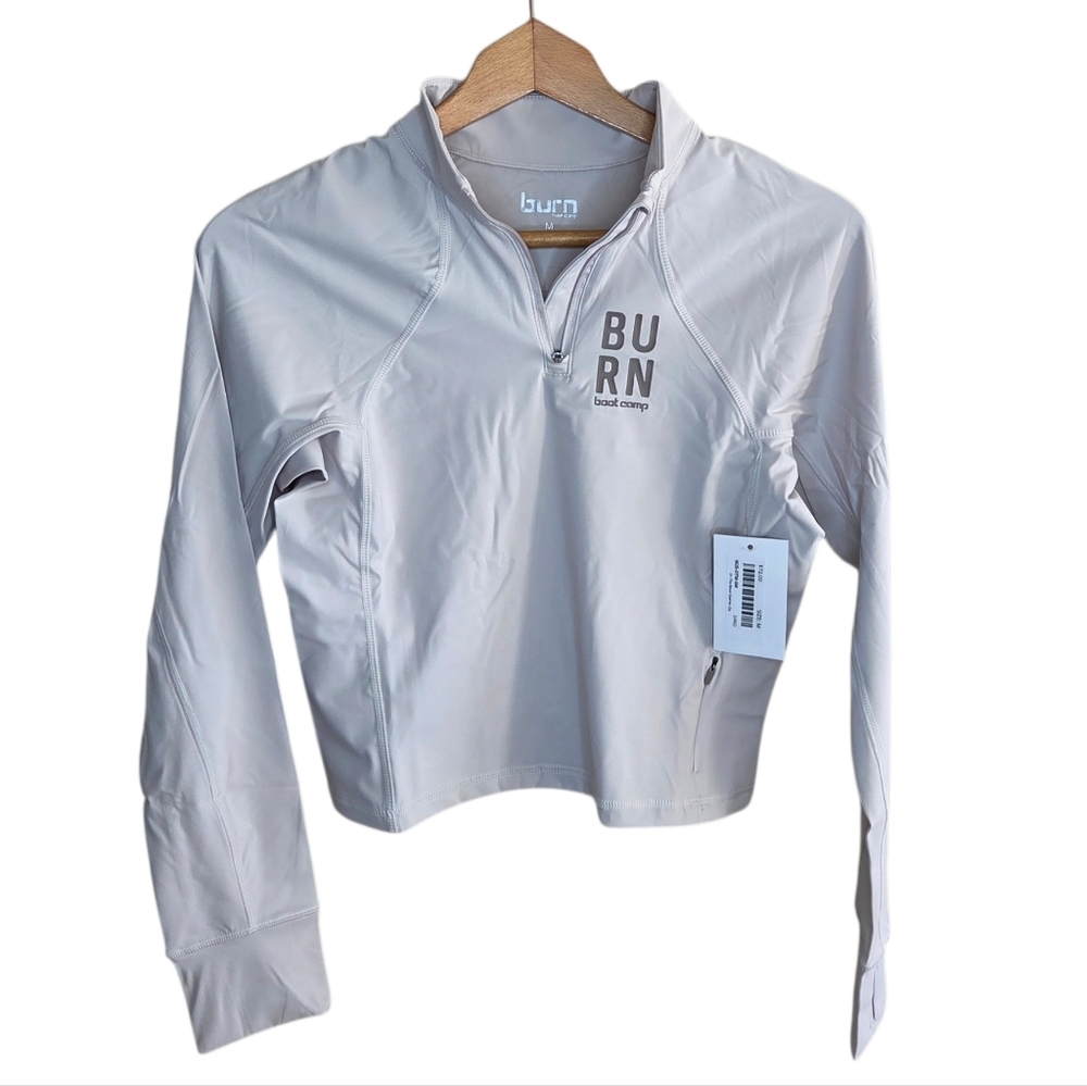 NWT Burn Boot Camp On The Move Cropped Quarter Zip in Sand Size Medium